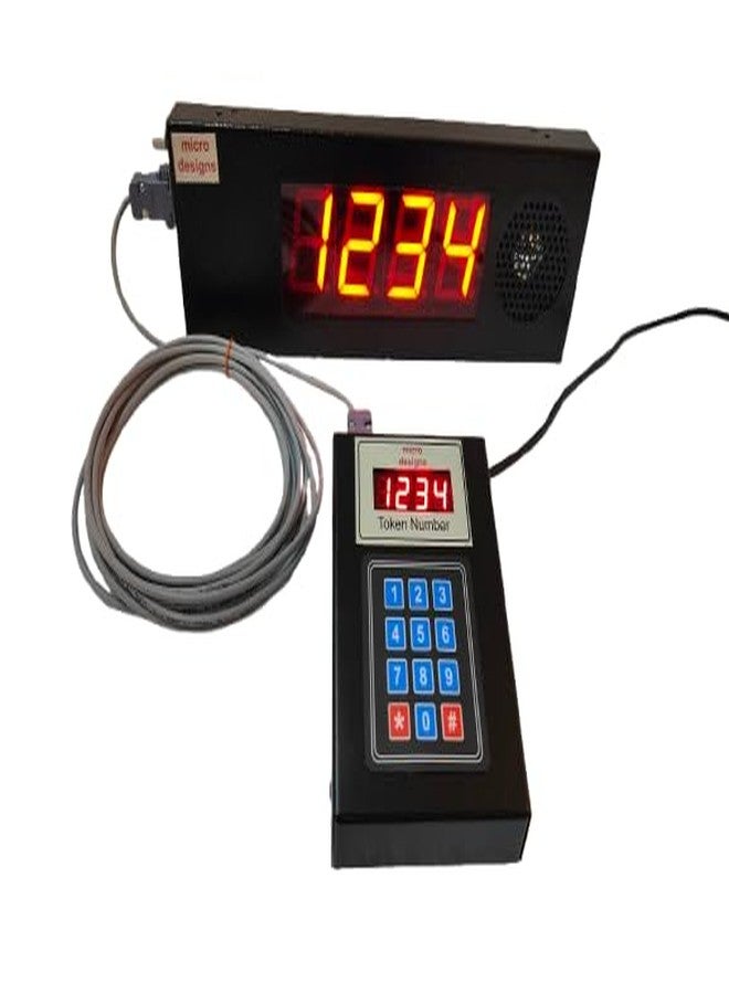 micro designs full 4-digit Token Display System with DUAL ENGLISH & HINDI VOICE announcement; Fully Metal body; 5 m cable - Image 1